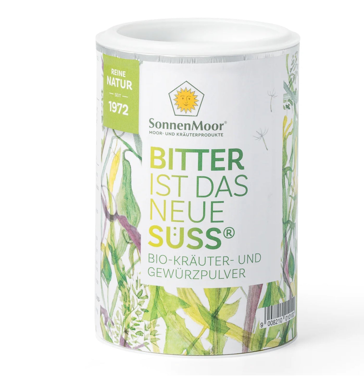Packung SonnenMoor Bio Bitterpulver – 100 g in einer umweltfreundlichen Verpackung, die die natürlichen Bitterstoffe aus Kräutern für eine unterstützende Verdauung betont.