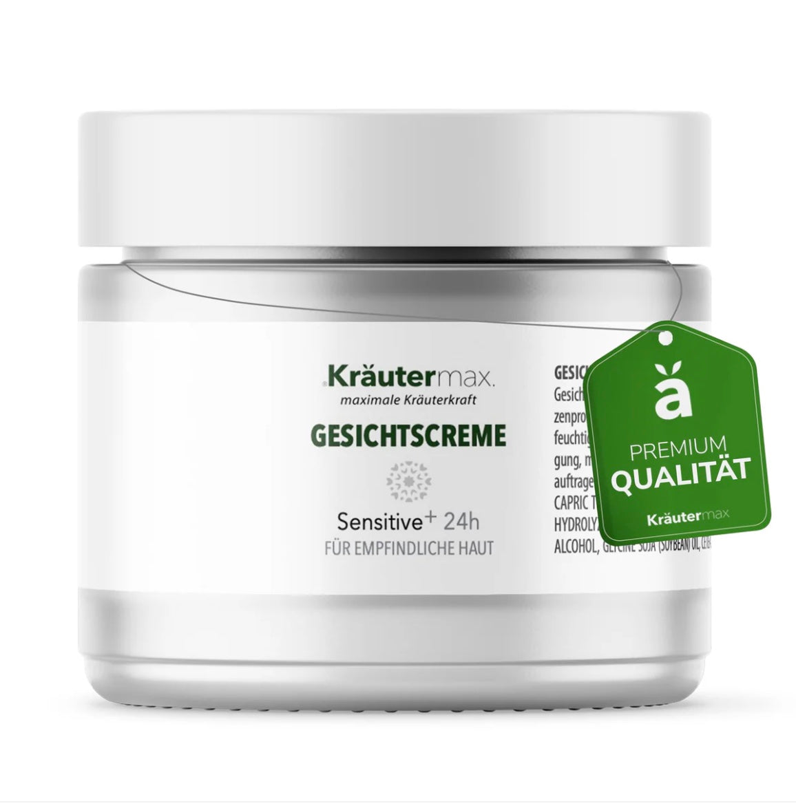 Gesichtscreme Sensitive Plus 24h von Kräutermax – sanfte Tages- und Nachtcreme für empfindliche, feuchtigkeitsarme Haut. Mit Kamille, Ringelblume, Weizenprotein, Avocadoöl & Vitamin E. Beruhigt, spendet Feuchtigkeit und schützt die Hautbarriere.