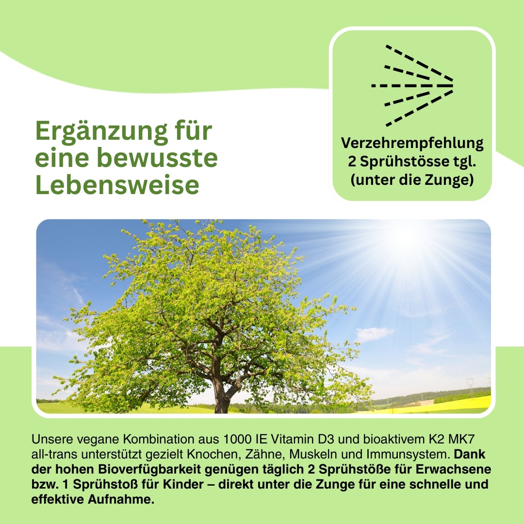 Vitamin D3 K2 MK7 all-trans in Vital® Qualität – vegane Tropfenform für hohe Bioverfügbarkeit, frei von Zusatzstoffen und optimal dosierbar