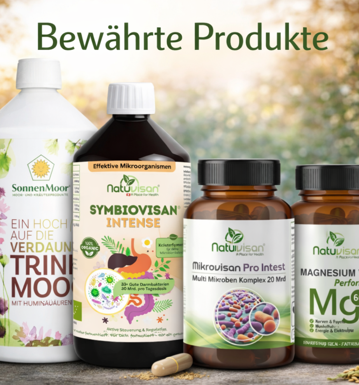 Auswahl beliebter Gesundheitsprodukte als Symbol für Vertrauen und Qualität