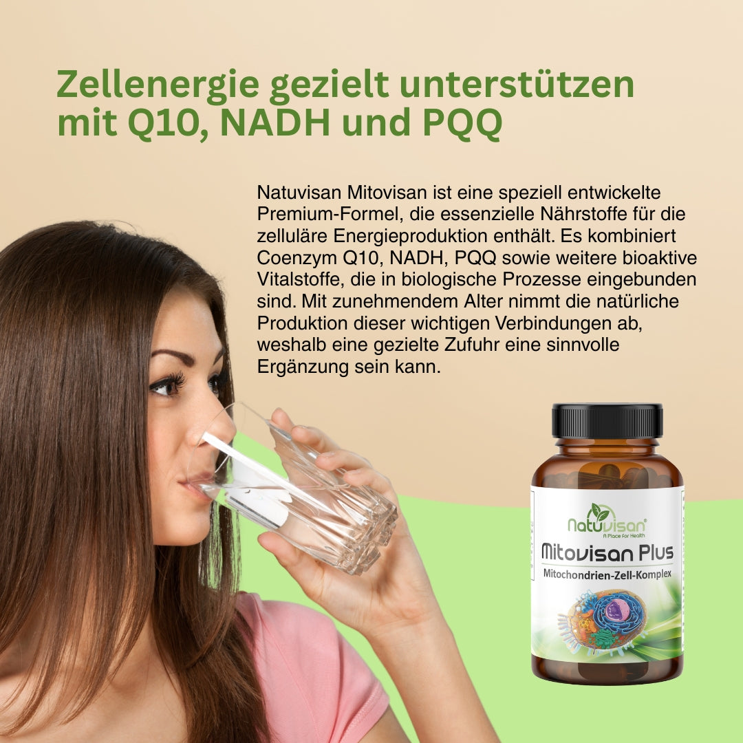 MITOVISAN PLUS-Nahrung für Mitochondrien - Komplex mit PQQ, NADH+, Q10, B-Komplex - 60 Kapseln