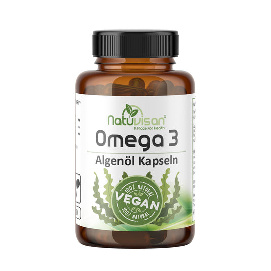 Natuvisan Omega 3 Algenöl Kapseln, vegan, reich an DHA/EPA, 120 Kapseln.