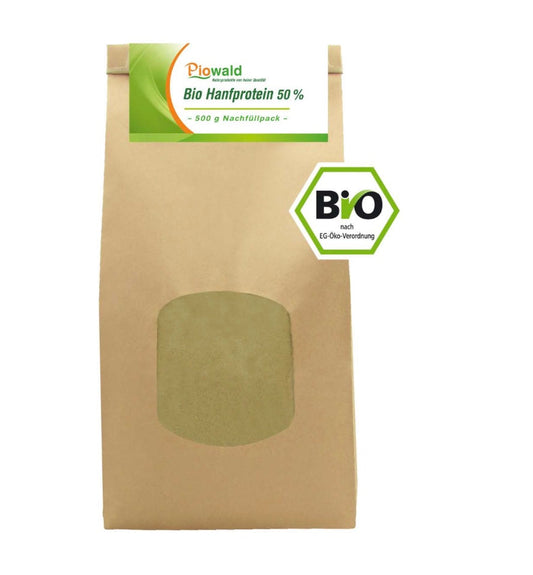 Hanf Protein Pulver BIO 50% Proteingehalt + Ballaststoffe 20% - 500gHanf Protein Pulver BIO 50% Proteingehalt + Ballaststoffe 20% - 500g