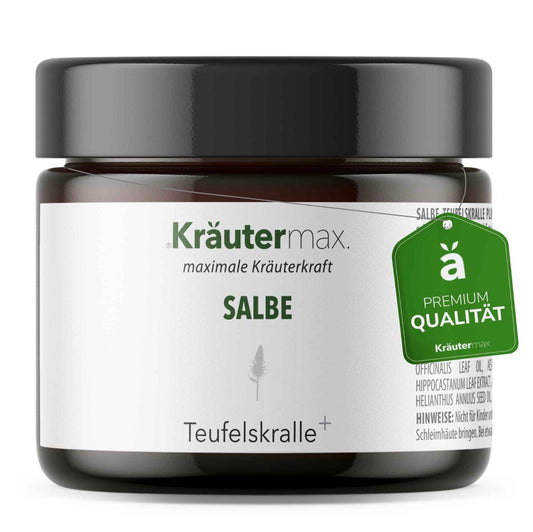 Kräutermax Teufelskralle Salbe - 100 ml. Die Teufelskralle Salbe von Kräutermax lindert Schmerzen und Entzündungen und unterstützt die Beweglichkeit. Enthält natürliche Extrakte und ist ideal für Gelenkbeschwerden.