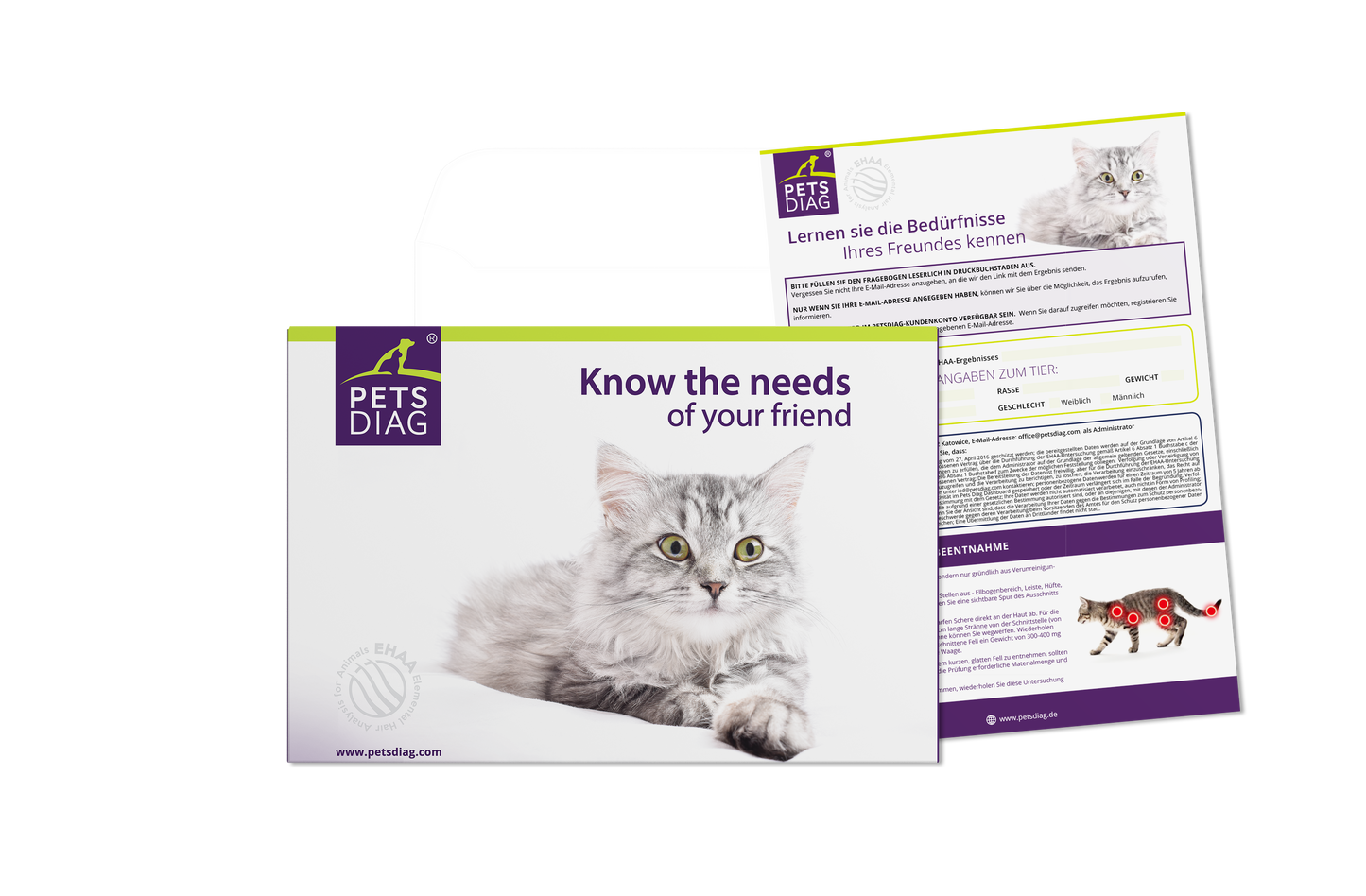 EHAA Premium Gesundheits-Check - Fellmineralanalyse für Deine KatzeDie EHAA informiert über den Zustand, die Krankheiten und die individuellen Ernährungsbedürfnisse der getesteten Katze. Wie ist es möglich?
Basierend auf den nachgew