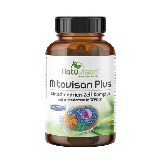 Mitovisan PLUS enthält CoQ10 für Energie, Herzgesundheit und Zellalterungsverlangsamung. Mit 60 Kapseln versorgt es Ihren Körper effektiv mit Mikronährstoffen.