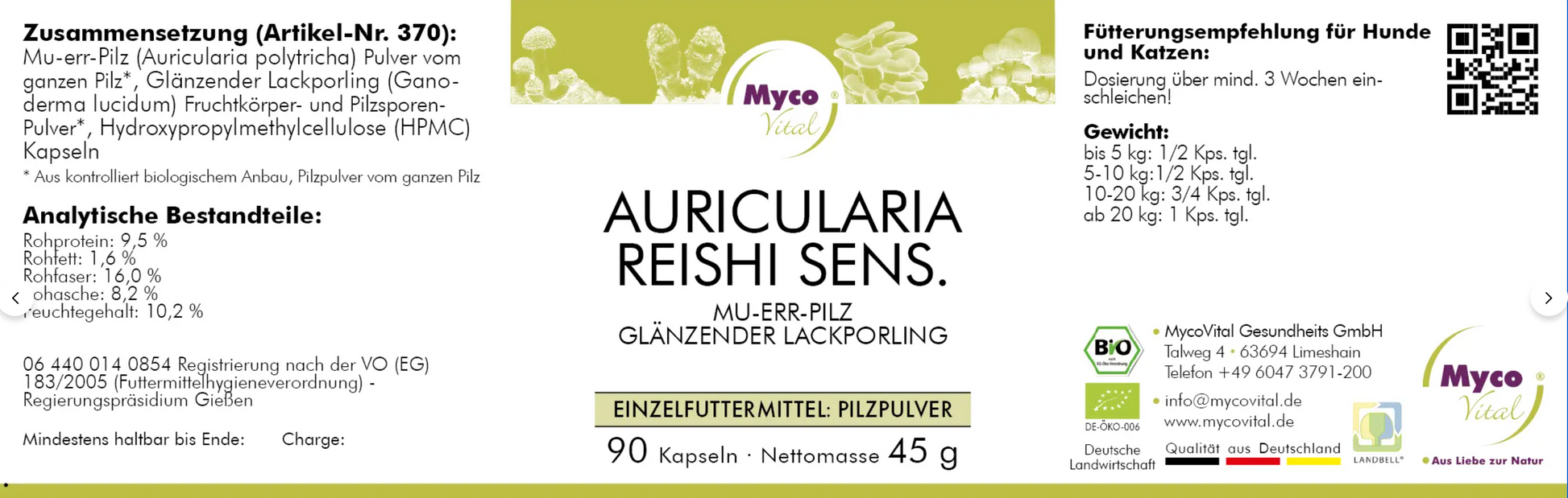 Bio-Pilzpulver aus Auricularia polytricha und Ganoderma lucidum, schonend verarbeitet in Deutschland
