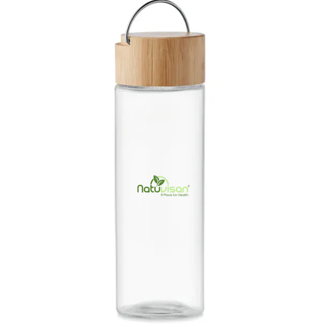 NATUVISAN Glastrinkflasche mit Bambusdeckel - 500 ml