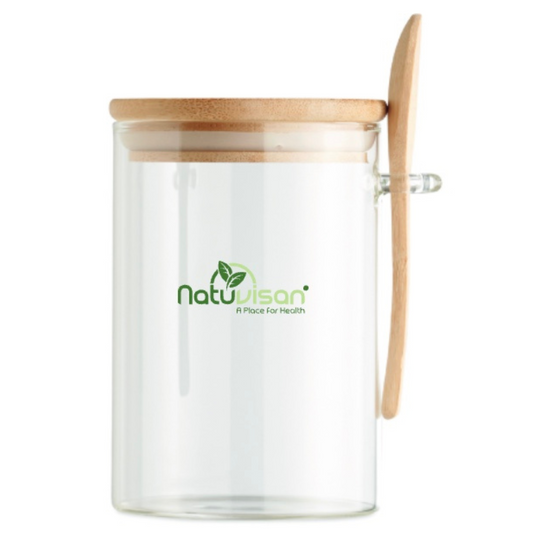 NATUVISAN Aufbewahrungsglas mit Deckel und Löffel aus Bambus  - 600 gDieses wunderschöne Aufbewahrungsglas von NATUVISAN ist nicht nur ein Blickfang in jeder Küche, sondern auch die perfekte Lösung zur sicheren und hygienischen Lageru
