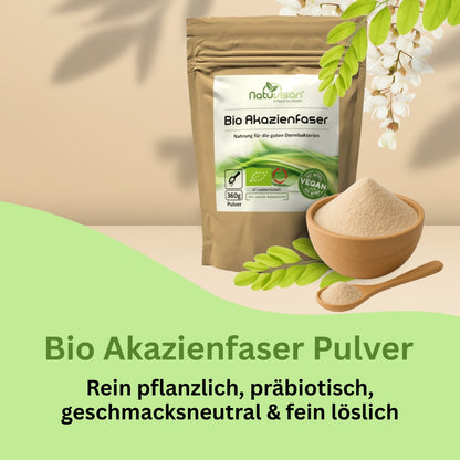 Natuvisan Bio Akazienfaser Pulver – natürliche Ballaststoffquelle aus kontrolliert biologischem Anbau