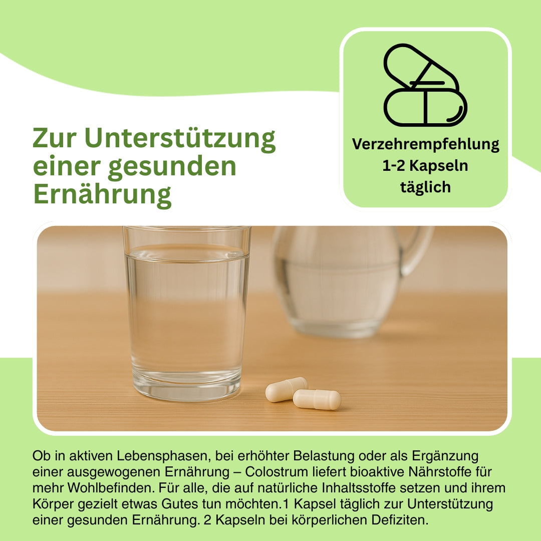Natuvisan Colostrum Kapseln mit 30 % IgG – hochwertige Quelle für bioaktive Proteine, hergestellt aus deutscher Kuhmilch in zertifizierter Qualität