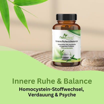Übersicht über die enthaltenen Vitamine und Mineralstoffe wie Vitamin B6, B12, C, D3, E sowie Magnesium, Zink und Eisen – unterstützt antioxidative Prozesse, Energiestoffwechsel und mentale Balance.