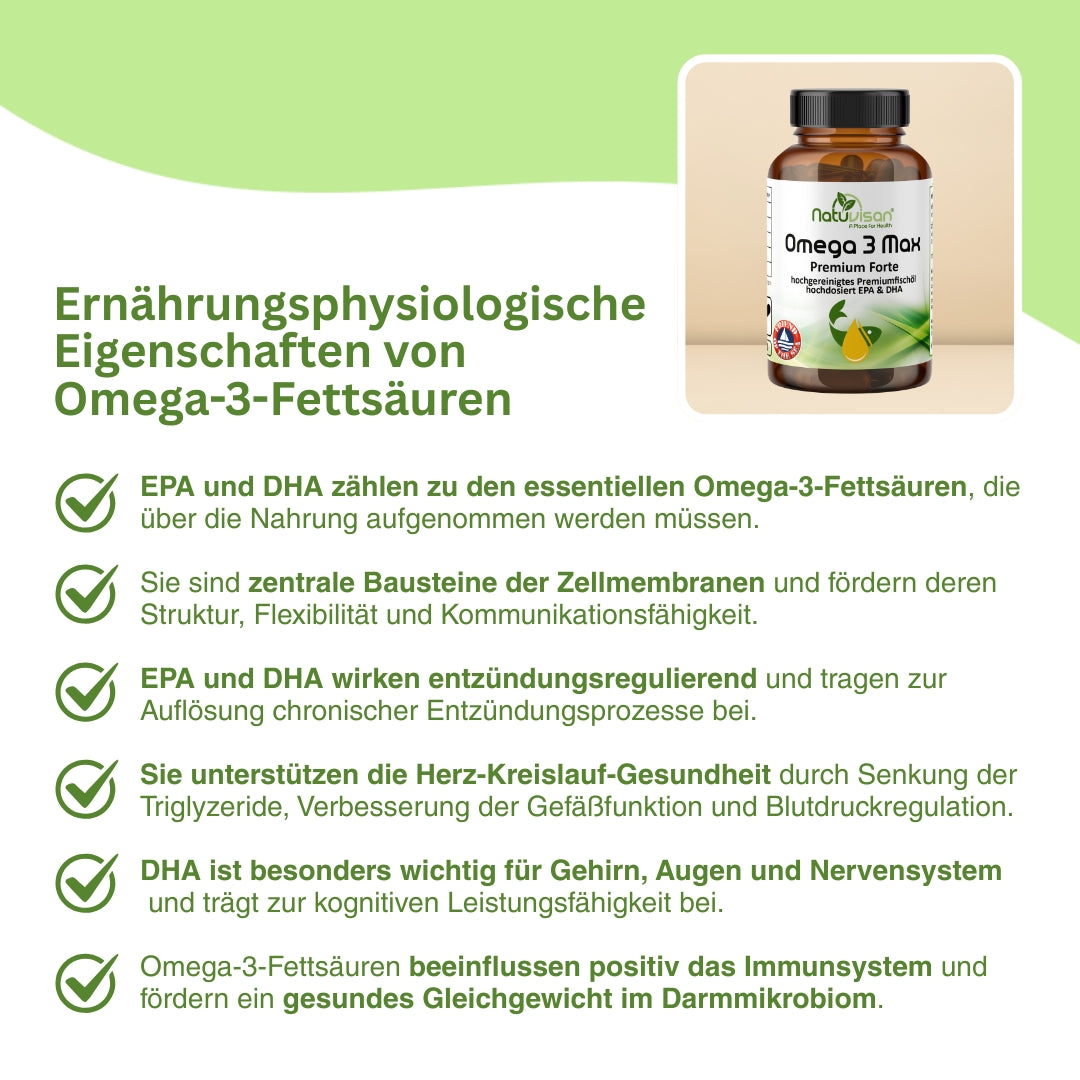 Visualisierung von Zellmembranen mit eingelagerten Omega-3-Fettsäuren: EPA und DHA unterstützen die Struktur und Fluidität biologischer Membranen, insbesondere in Gehirn-, Nerven- und Immunzellen. Sie verbessern die Flexibilität der Zellmembran, fördern eine effiziente Signalweiterleitung zwischen Zellen und tragen zur Funktionalität neuronaler Netzwerke und der Immunantwort bei.