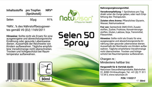 SELEN 50 -  Antioxidant und Enzymaktivator - vegan - 30 ml Spray
