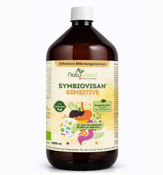 Symbiovisan® Sensitive 1000 ml – Bio-fermentiertes Elixier mit effektiven Mikroorganismen, Holunderblüte, Kamille und Salbei für sanfte Darmbalance.