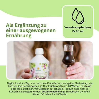 Trinkmoor aus Moorerde – physiologisch wertvolle Huminsäuren schützen Magen und Darm, unterstützen die Verdauung und stärken das Mikrobiom.