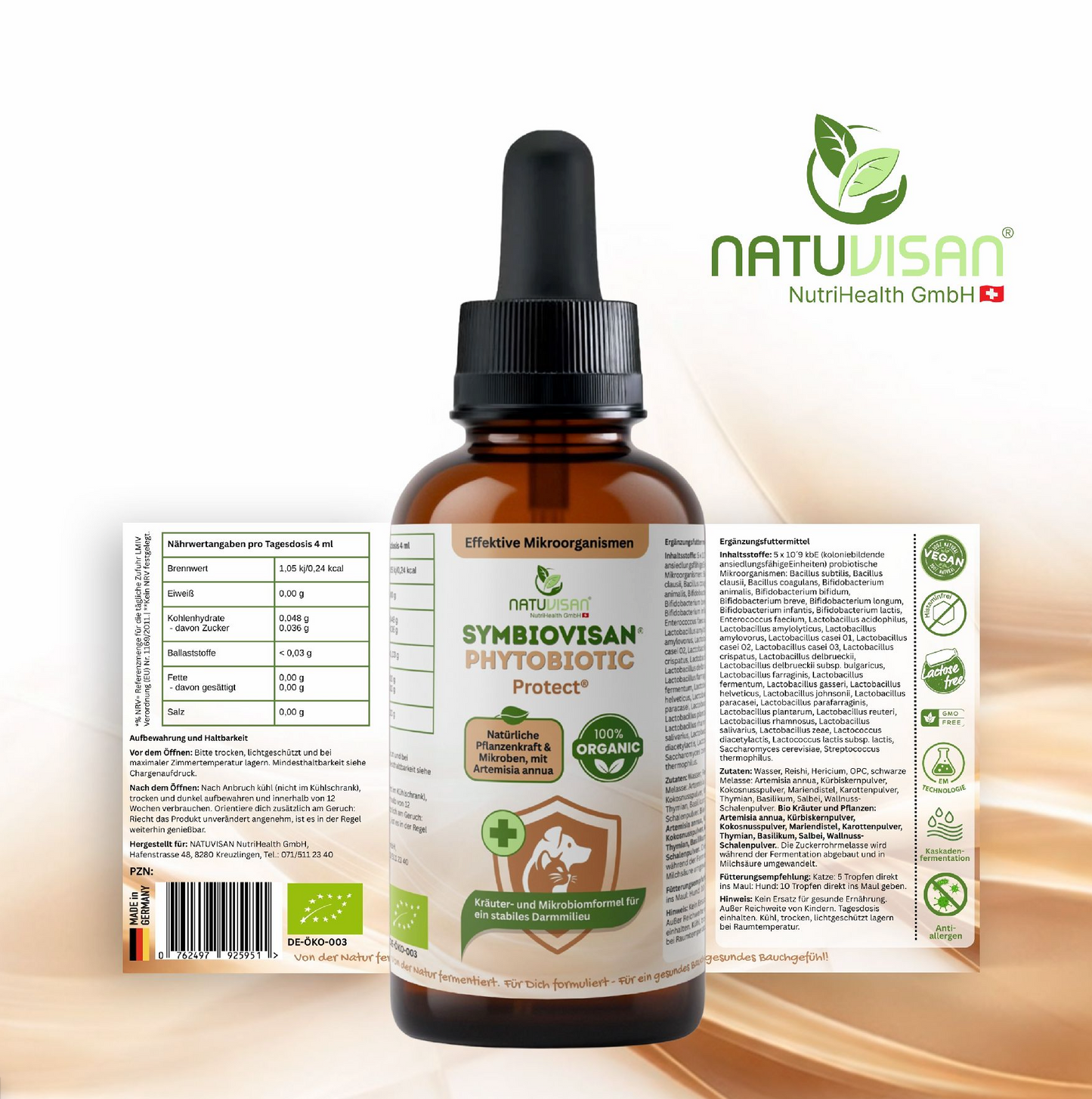 Natürliche Darmunterstützung für Hunde und Katzen mit fermentierten Pflanzenstoffen, Vitalpilzen und Bio Kräutern zur Förderung der Darmgesundheit